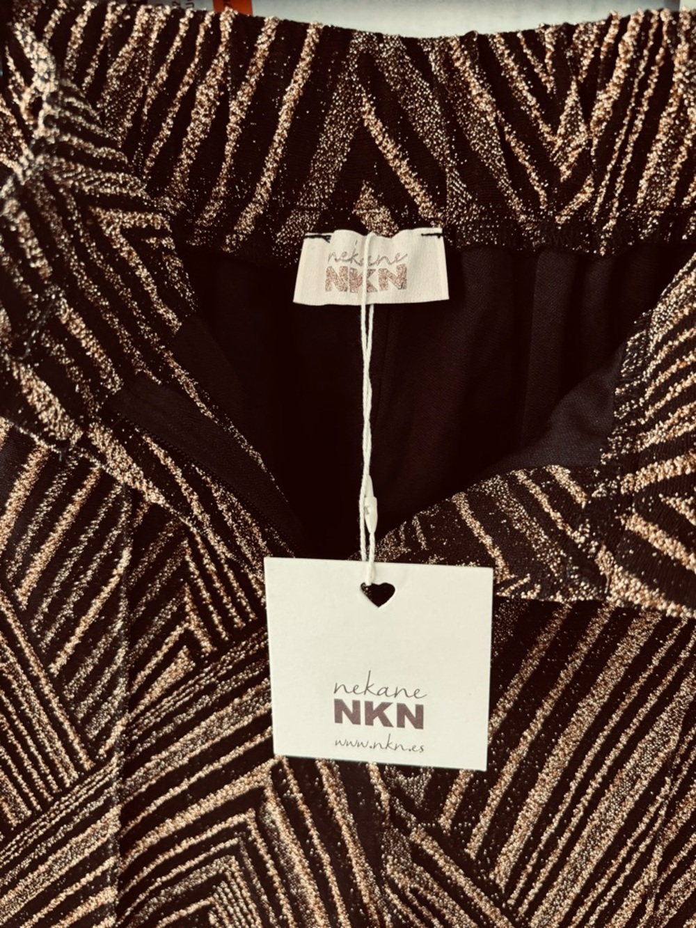 NKN Nekane Gara Pant with Gold Lurex. Flared Bottom. Spanish Brand. Medium - Picture 2 of 9